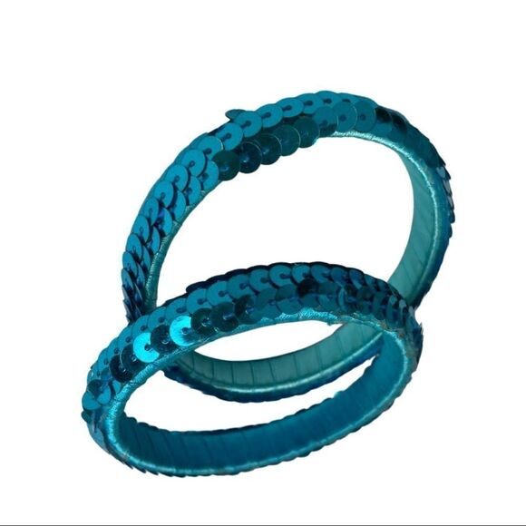 Turquoise Sequin Bangle Set  - Picture 6 of 6